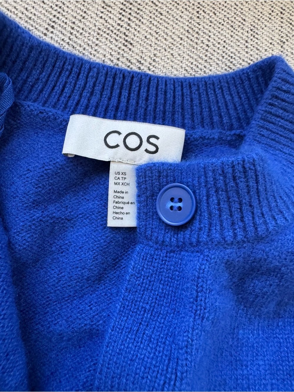 COS Cropped Wool Cardigan - Blue - Picture 3 of 5